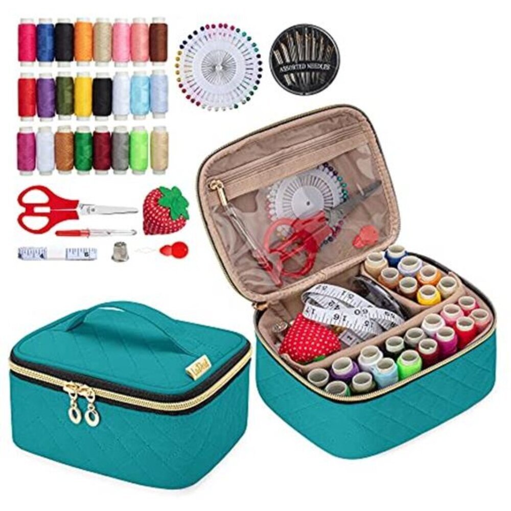 Portable Sewing Kit Flannel Bag w/ 24 Thread Colors